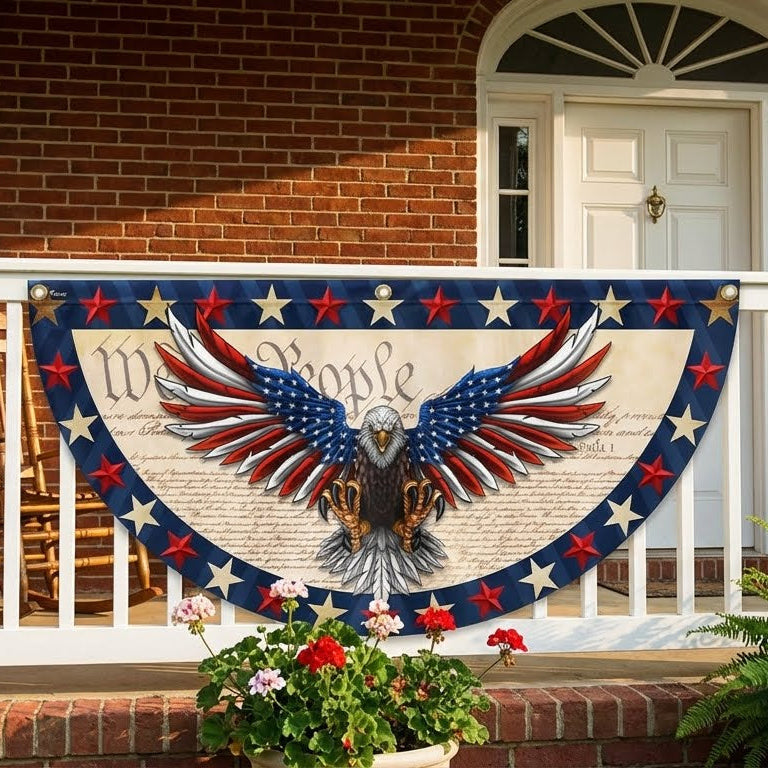American Flag - We The People Patriotic Eagle Non-Pleated Fan Flag