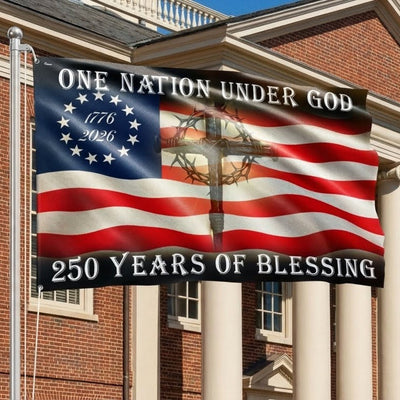 Betsy Ross 250 Years of Blessing American Cross 1776 2026 Grommet Flag