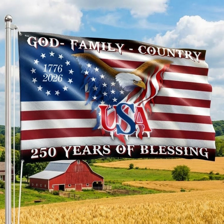 Betsy Ross 250 Years of Blessing 1776 2026 USA Patriotic Grommet Flag