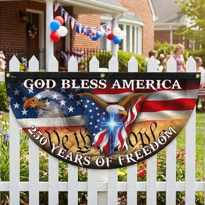 250 Years God Bless America Flag, Patriotic 1776 2026 Freedom Fan Flag
