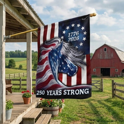 Patriotic Horse Flag, 250 Years Strong Patriotic Horse 4th Of July US Flag