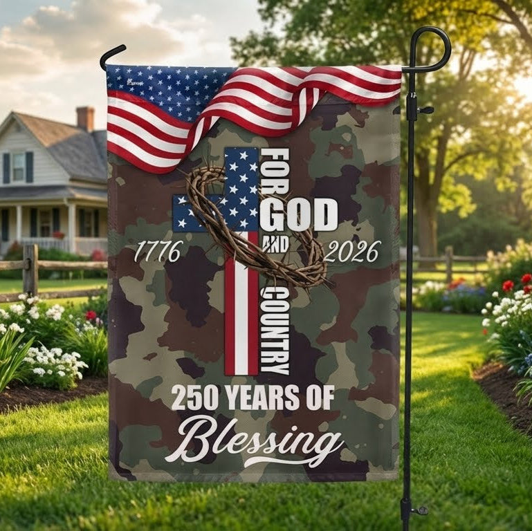For God Country 250 Years of Blessing Flag, Patriotic 1776 2026 USA Flag