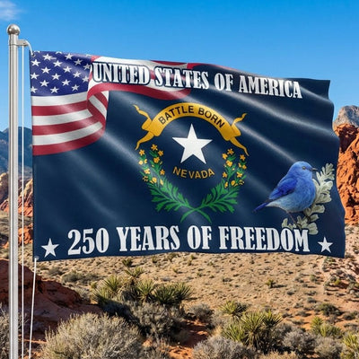 Nevada State Flag, 250 Years of Freedom Nevada State Grommet Flag