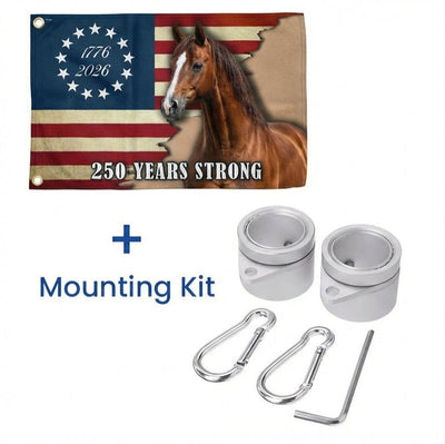 250 Years Strong Horse American Grommet Flag for Farm Patriotic Decor 3-Day Shipping