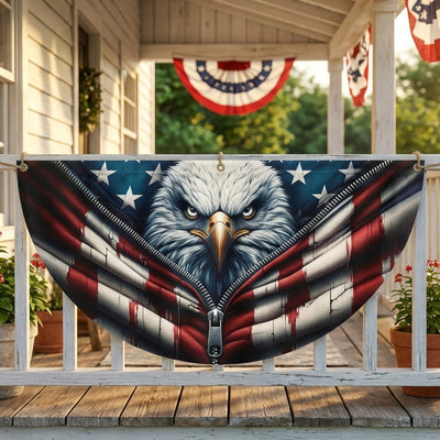 American Flag - Freedom Patriotic Eagle Bunting Non-Pleated Fan Flag