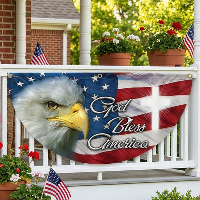 America flag | Eagle God Bless America Bunting Non-Pleated Fan Flag
