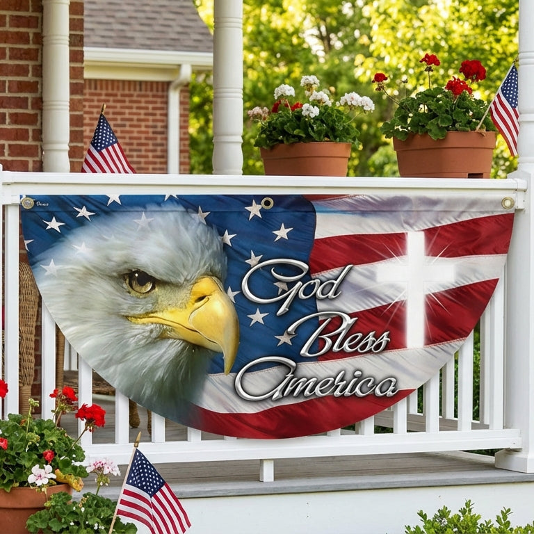 America flag | Eagle God Bless America Bunting Non-Pleated Fan Flag