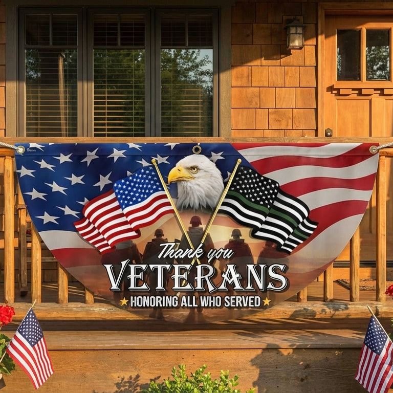 Thank You Veterans, American Eagle Veterans Day Veteran Non-Pleated Fan Flag