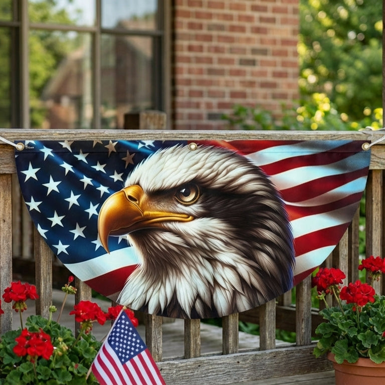 Patriotic Eagle American Non-Pleated Fan Flag