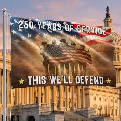 Memorial Day Flag, 250 Years of Service Grommet American Flag