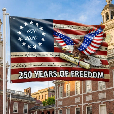 250 Years of Freedom Flag, We The People Patriotic 1776 2026 Grommet Flag