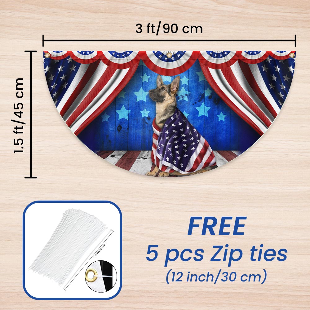 Flagwix American Flag - Patriotic Dog German Shepherd American Non-Pleated Fan Flag Wrapped in Glory