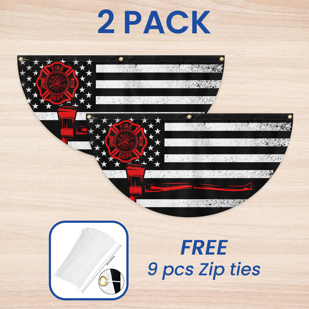 Firefighter Thin Red Line Fireman Non-Pleated Fan Flag