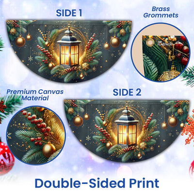 Christmas Lantern Non-Pleated Fan Flag