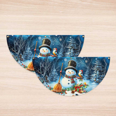 Snowman Let It Snow Christmas Non-Pleated Fan Flag