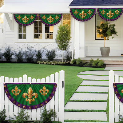 Mardi Gras Fleur De Lis Non-Pleated Fan Flag
