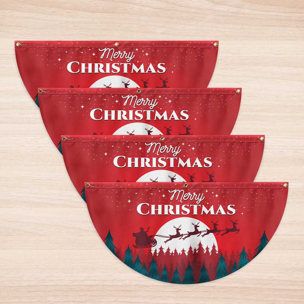 Christmas Fan Flag Xmas Santa's Sleigh Non-Pleated Fan Flag