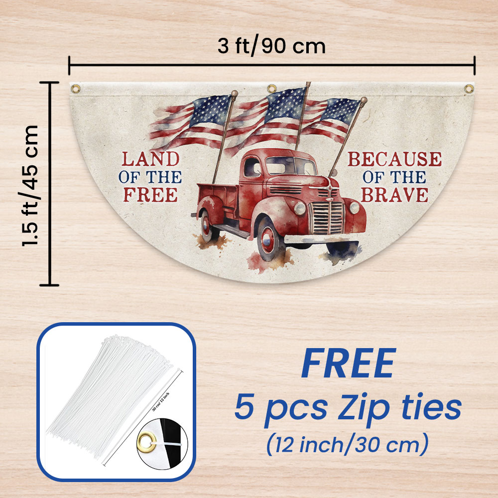Land Of The Free Because Of The Brave 4th Of july Non-Pleated Fan Flag