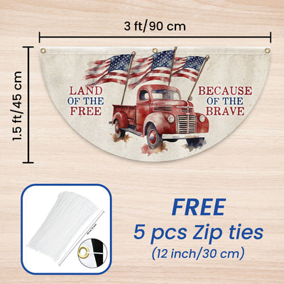 Land Of The Free Because Of The Brave 4th Of july Non-Pleated Fan Flag