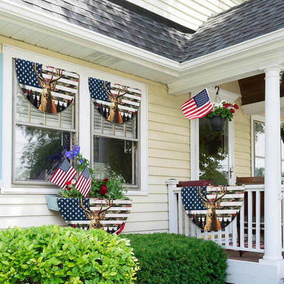 Deer Hunting American Flag Non-pleated Fan Flag