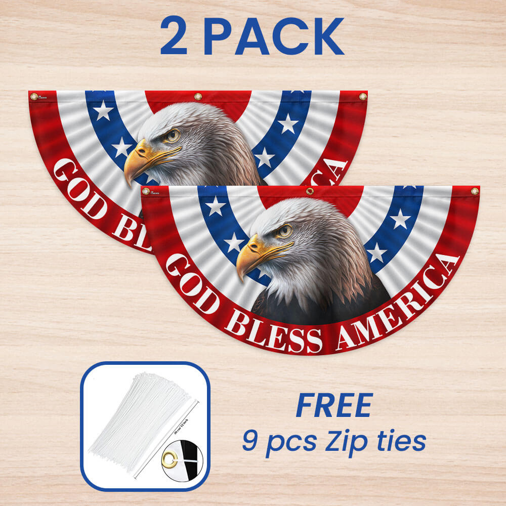 Flagwix American Flag - Eagle God Bless America Non-Pleated Fan Flag