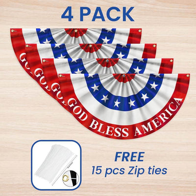 Flagwix American Flag - Happy 4th Of july God Bless America Non-pleated Fan Flag