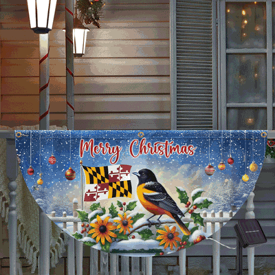 Marryland Baltimore Oriole Bird Christmas Solar Led Fan Flag