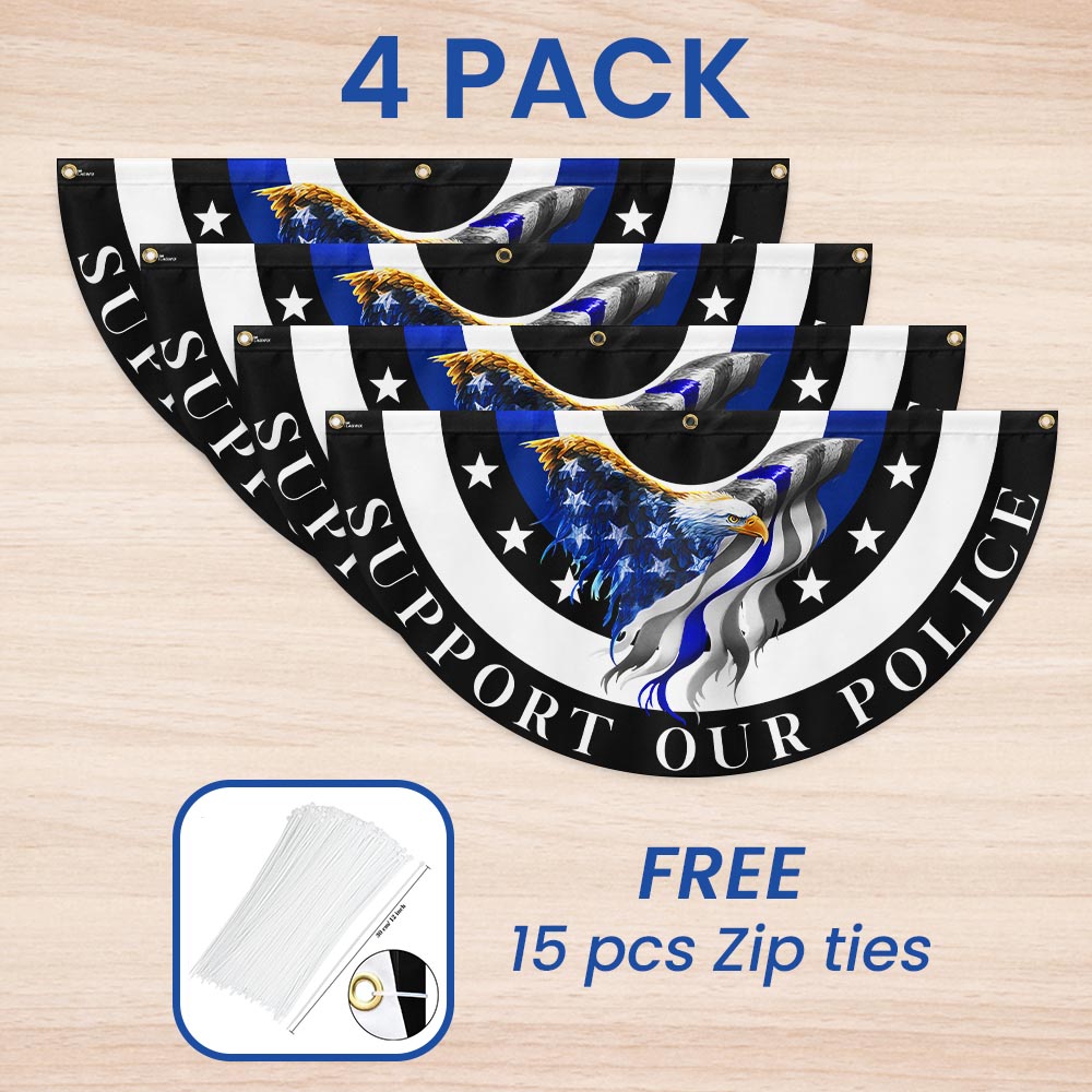 Thin Blue Line Eagle Back The Blue Non-Pleated Fan Flag