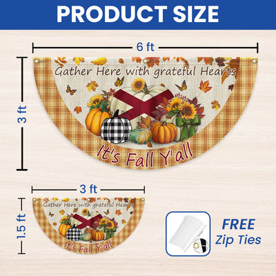 Fall Alabama Flag It's Fall Y'all Halloween Pumpkin Thanksgiving Non-Pleated Fan Flag TPT2188FLv2