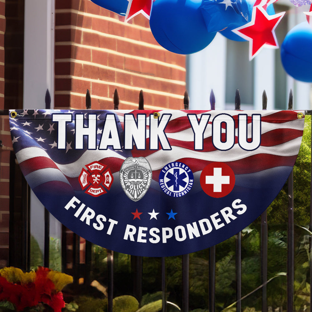 First Responder Thank You Non-Pleated Fan Flag