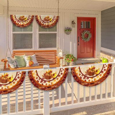 Fall Flag Pumpkin Thanksgiving Non-Pleated Fan Flag 3-Day Shipping