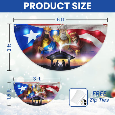 Three Kings, Three Wise Men, Nativity Of Jesus, Puerto Rico Solar Led Fan Flag