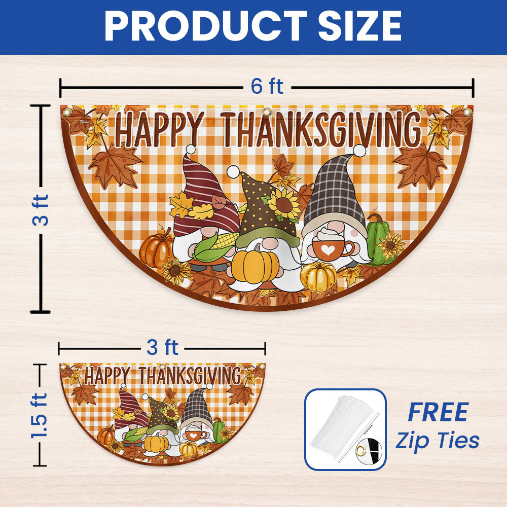 Happy Thanksgiving Fall Gnomes Non-Pleated Fan Flag