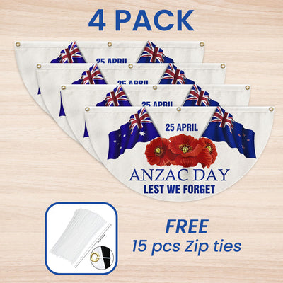 Anzac Day 25 April Lest We Forget Non-Pleated Fan Flag