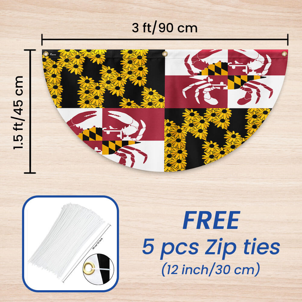 Maryland State Crab and Black-eyed Susan Flower Maryland Non-Pleated Fan Flag