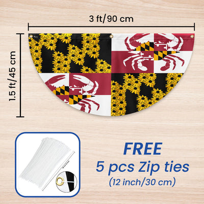 Maryland State Crab and Black-eyed Susan Flower Maryland Non-Pleated Fan Flag