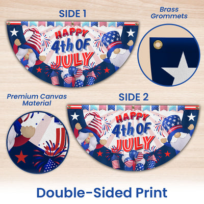 Flagwix American Flag - Happy 4th Of july Independence Day Gnomes Non-Pleated Fan Flag