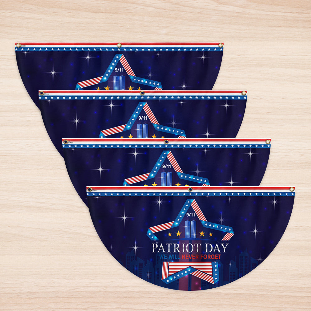 Patriot Day 9/11 We Will Never Forget September 11th Memorial Day Non-Pleated Fan Flag