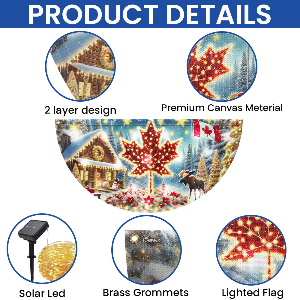 Canada Christmas Moose Holiday Xmas Canadian Solar Led Fan Flag