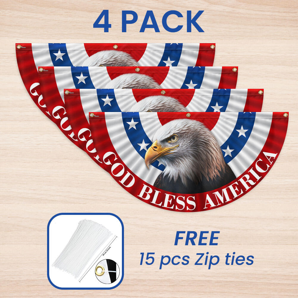 Flagwix American Flag - Eagle God Bless America Non-Pleated Fan Flag