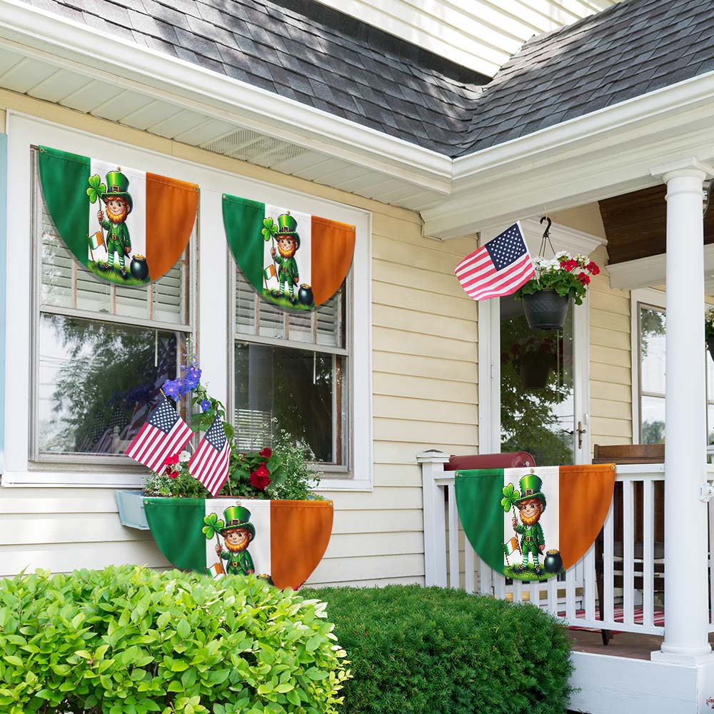 Saint Patrick’s Day Leprechaun Non-Pleated Fan Flag