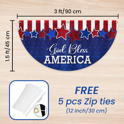 God Bless America Patriotic Non-Pleated Fan Flag