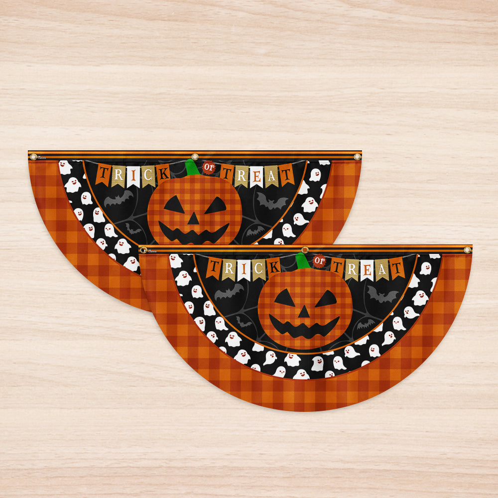 Halloween Pumpkin Trick or Treat Non-Pleated Fan Flag