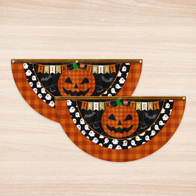 Halloween Pumpkin Trick or Treat Non-Pleated Fan Flag