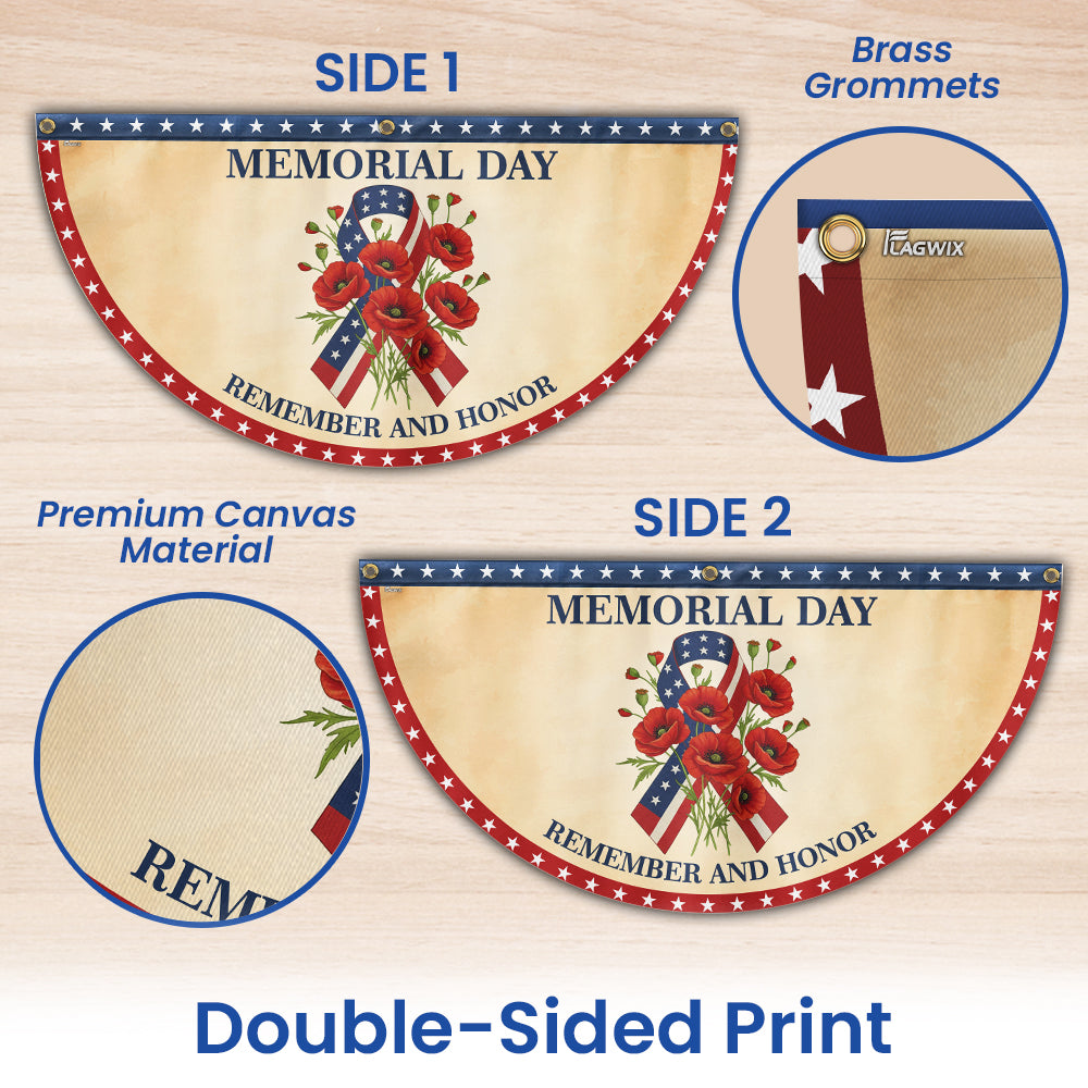 Memorial Day Remember And Honor Non-Pleated Fan Flag
