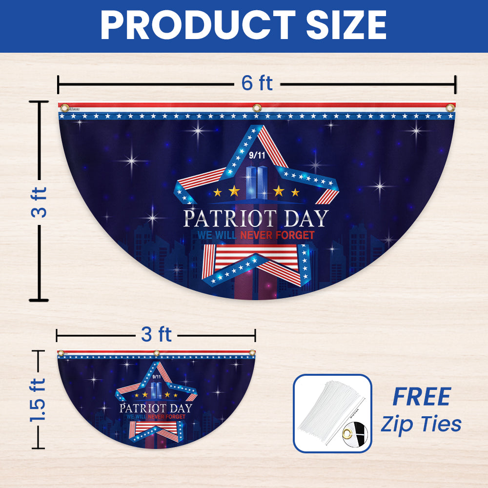 Patriot Day 9/11 We Will Never Forget September 11th Memorial Day Non-Pleated Fan Flag
