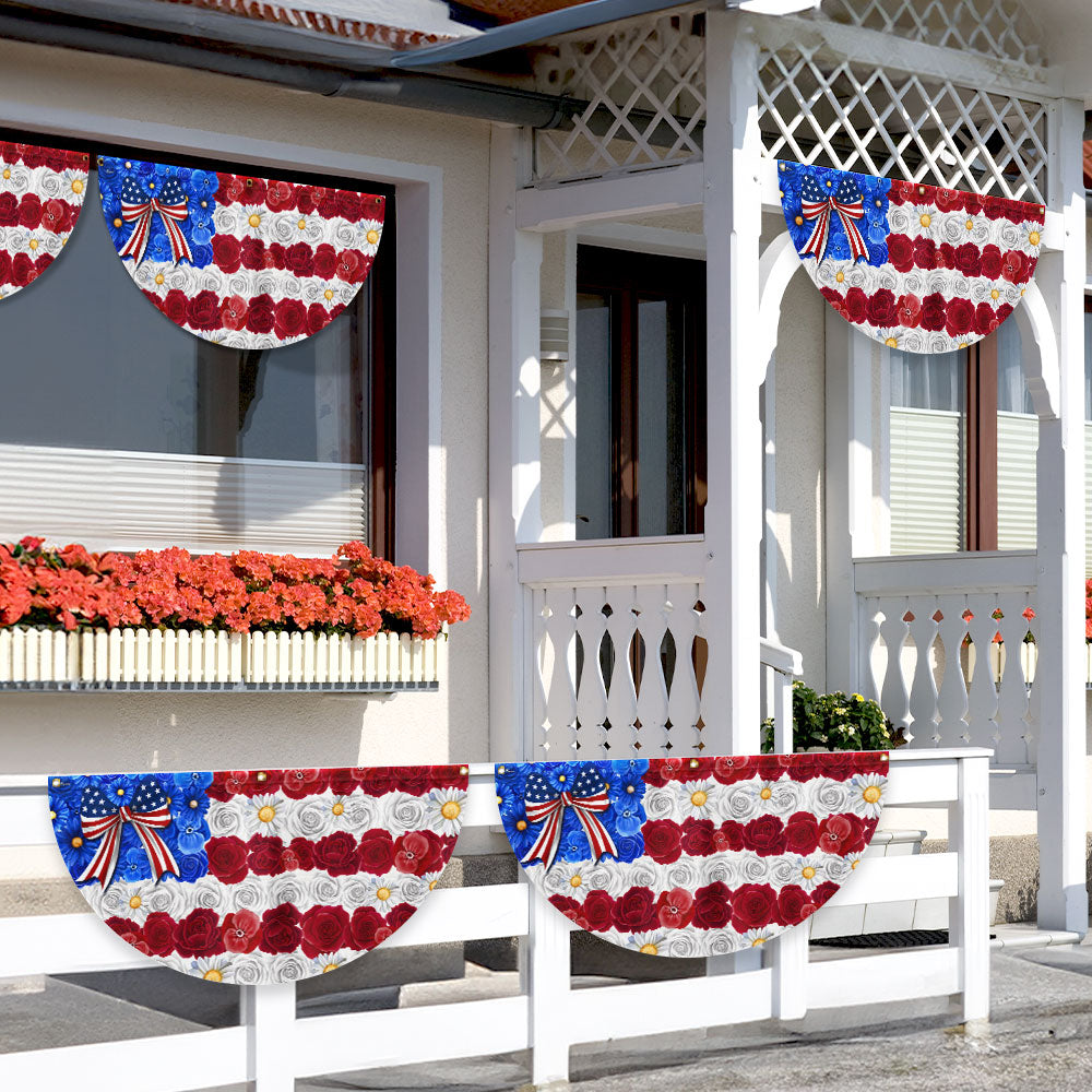 Flagwix American Flag - Floral American Flag Happy 4th Of july Independence Day Non-Pleated Fan Flag