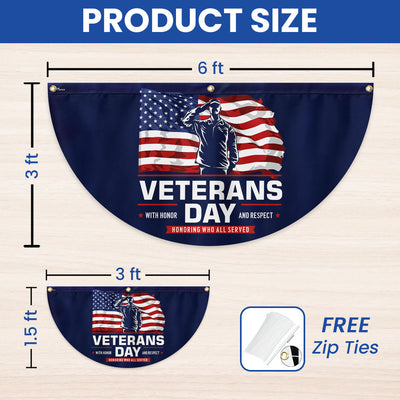 Veterans Day Honoring Who All Served With Honor and Respect Non-Pleated Fan Flag
