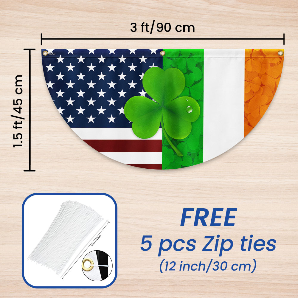Irish Shamrock American Non-Pleated Fan Flag