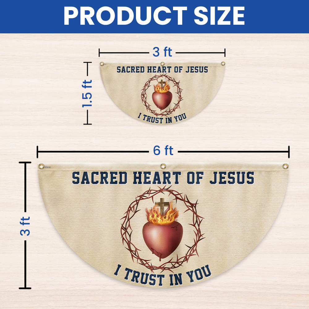 Sacred Heart Of Jesus I Trust In You Catholic Christian Non-Pleated Fan Flag
